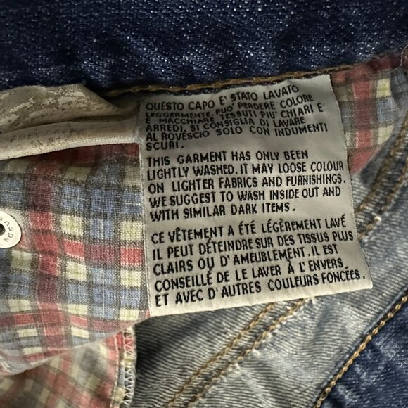 United Colors of Benetton Denim Jean Pant Men Distressed 34x33 Italy Plaid Line - Picture 6 of 14